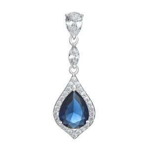 Sterling Silver Blue CZ Drop Pendant SKU 0112733