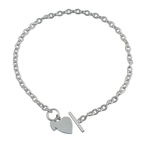 Sterling Silver Belcher Double Heart T/Bar Necklace SKU 0113101