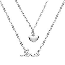 Load image into Gallery viewer, Sterling Silver Double Layer Heart/Love Necklace SKU 0113103
