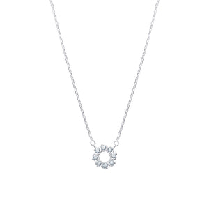 Sterling Silver Open CZ Circle Flower Necklace SKU 0114208