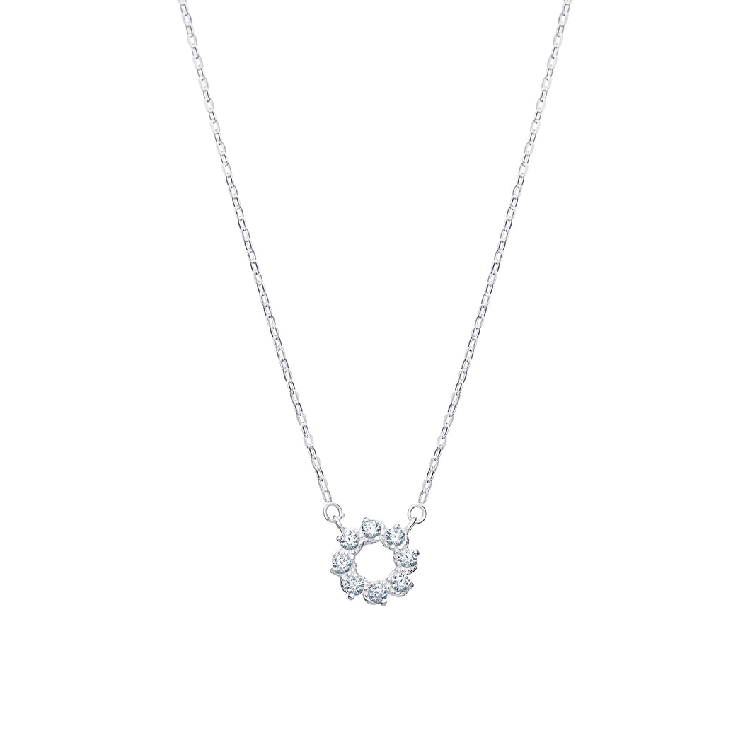 Sterling Silver Open CZ Circle Flower Necklace SKU 0114208