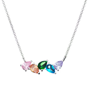 Sterling Silver Multi Colour Pear CZs Necklace SKU 0114233