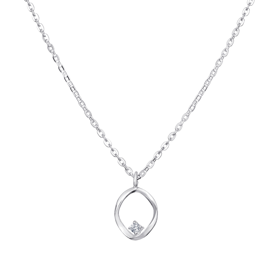 Sterling Silver Open Circle CZ Necklace SKU 0114236