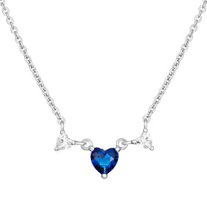 Sterling Silver Blue CZ Heart and CZs Necklace SKU 0114237