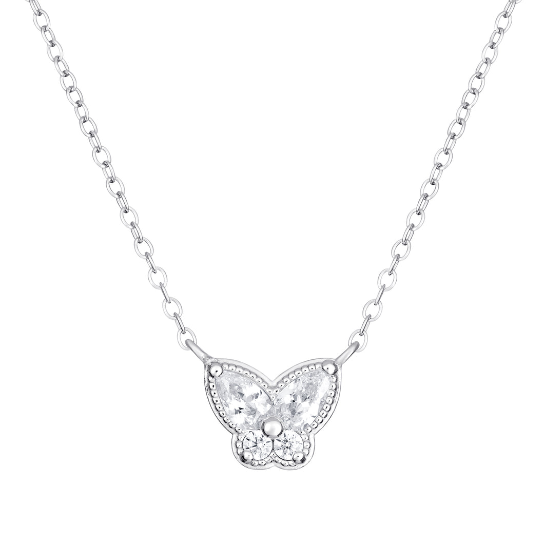 Sterling Silver CZ Butterfly Necklace SKU 0114239