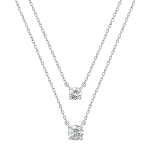 Sterling Silver Double Layer CZ Necklace SKU 0114261