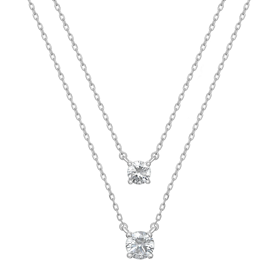 Sterling Silver Double Layer CZ Necklace SKU 0114261