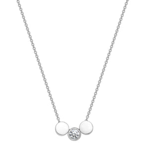 Sterling Silver Plain and CZ Round Necklace SKU 0114262
