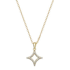 Sterling Silver Gold Finish Diamond Shape CZ Necklace SKU 0114263