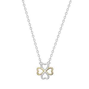 Sterling Silver 2 Tone Hearts Clover Shape Necklace SKU 0114264