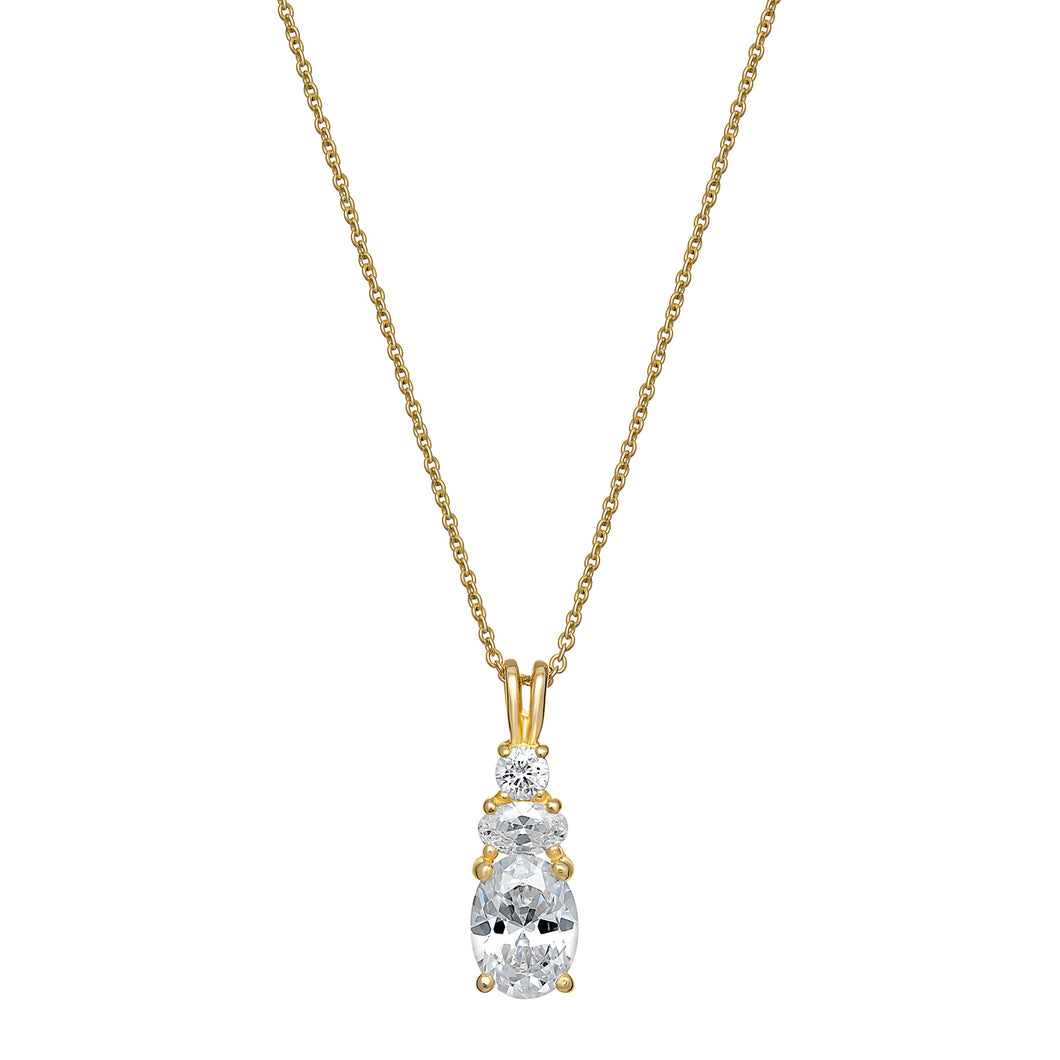 Sterling Silver Gold Finish CZ Necklace Pendant SKU 0114265