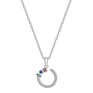 Sterling Silver Multi Shape and Colour CZ U Shape Pendant SKU 0114267