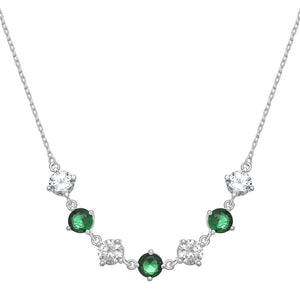 Sterling Silver Green and Clear CZ Necklace SKU 0114269