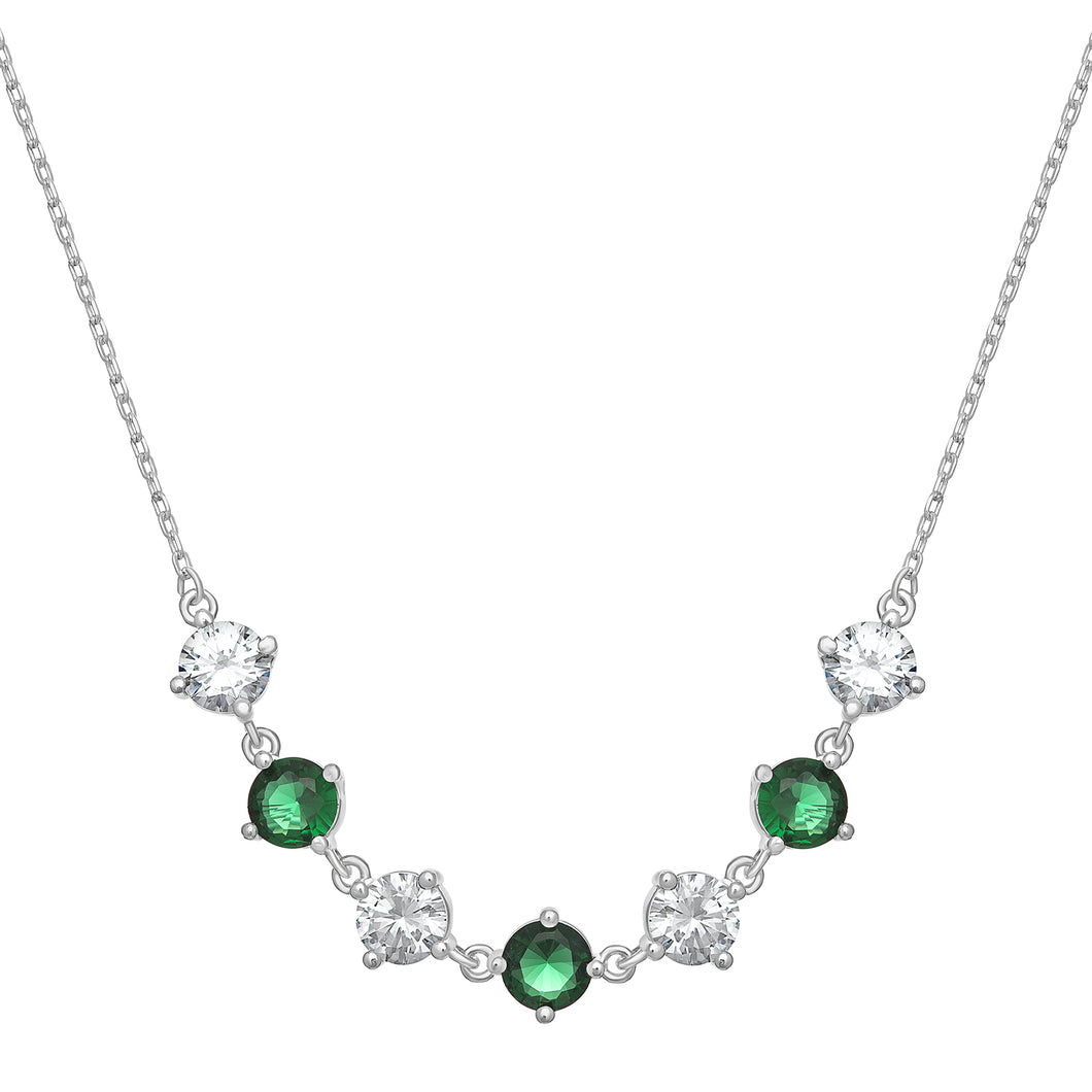 Sterling Silver Green and Clear CZ Necklace SKU 0114269