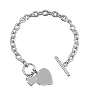 Sterling Silver Belcher Double Heart T/Bar Bracelet SKU 0132204