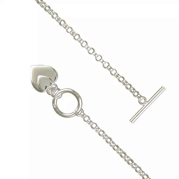 Sterling Silver Belcher Link Double Hearts Bracelet SKU 0132300