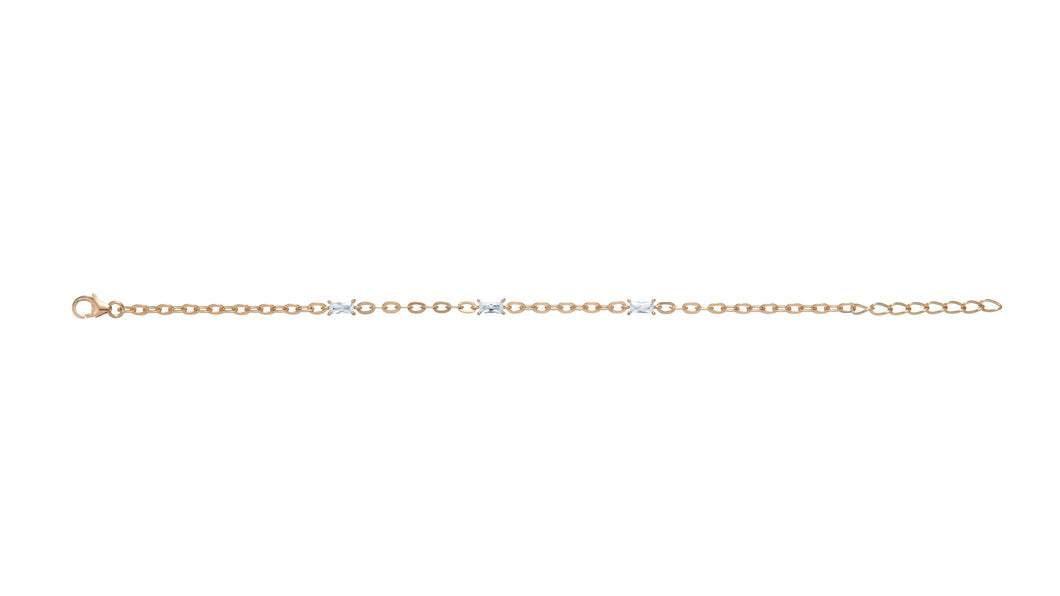 Sterling Silver Gold Finish Rectangle CZ Bracelet SKU 0133614