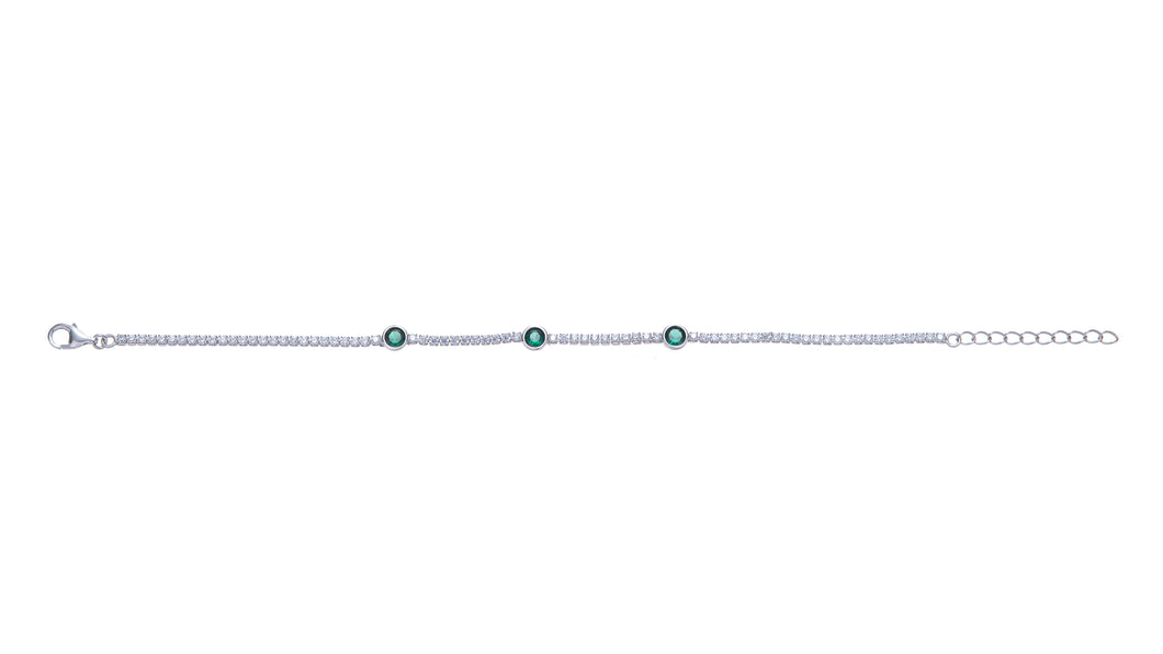 Sterling Silver Green and Clear CZ Bracelet SKU 0133615