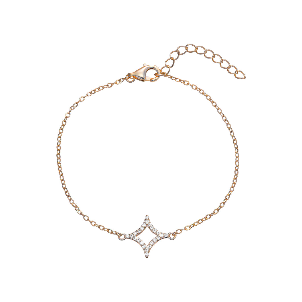 Sterling Silver Gold Finish Diamond Shape CZ Bracelet SKU 0133618