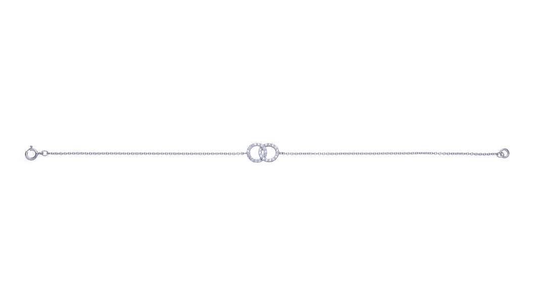 Sterling Silver Double Interlinked CZ Circle Bracelet SKU 0133622