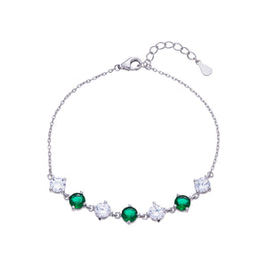Sterling Silver Green and Clear CZ Bracelet SKU 0133623