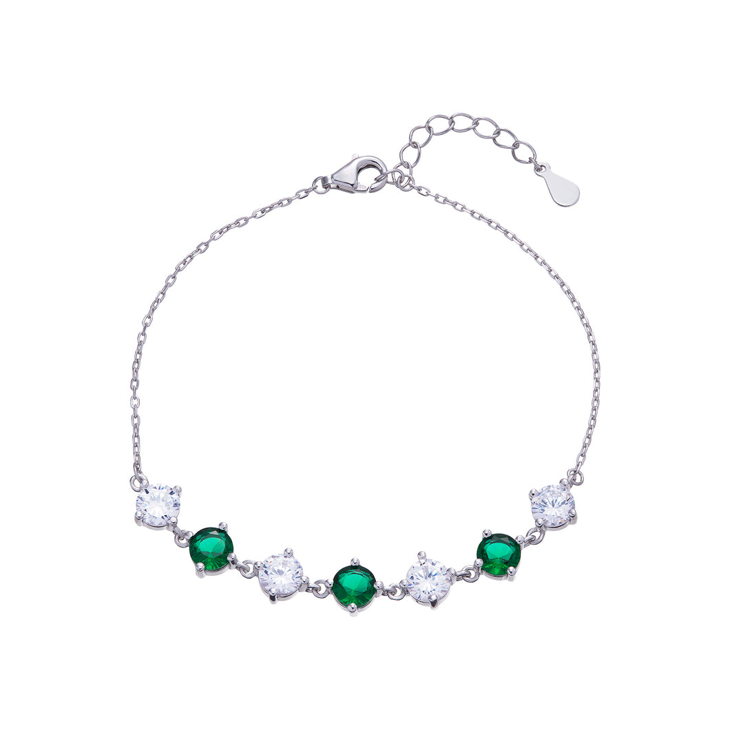 Sterling Silver Green and Clear CZ Bracelet SKU 0133623