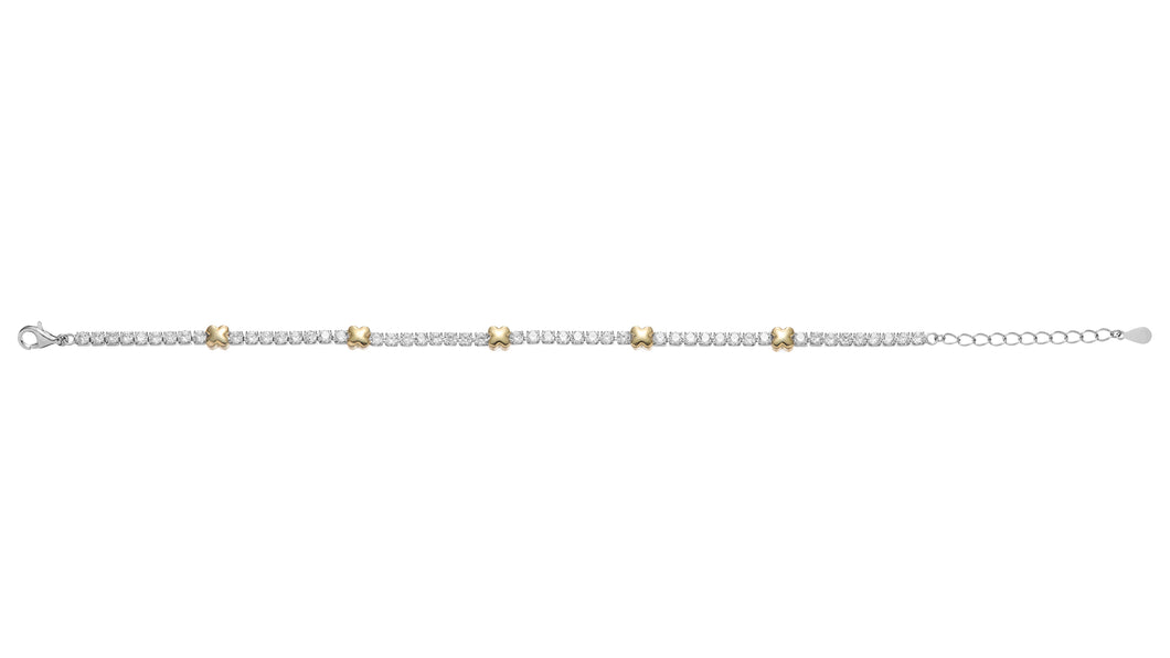 Sterling Silver 2 Tone Gold Finish CZ Fancy Bracelet SKU 0133625