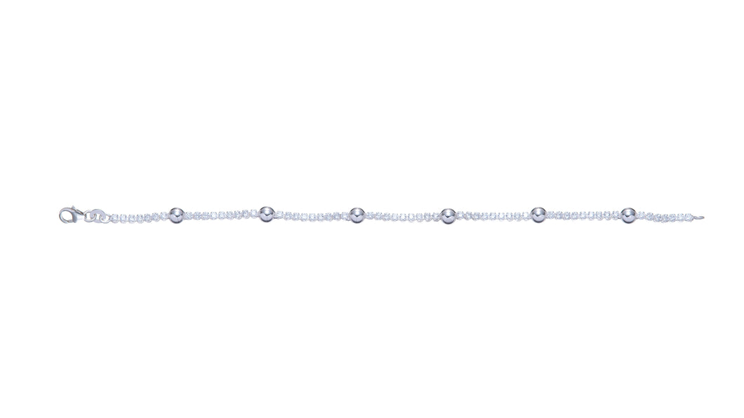 Sterling Silver Bead CZ Bracelet SKU 0133626