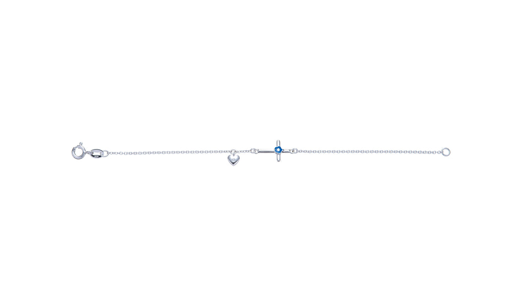 Sterling Silver Kids Heart and Cross Bracelet SKU 0133627