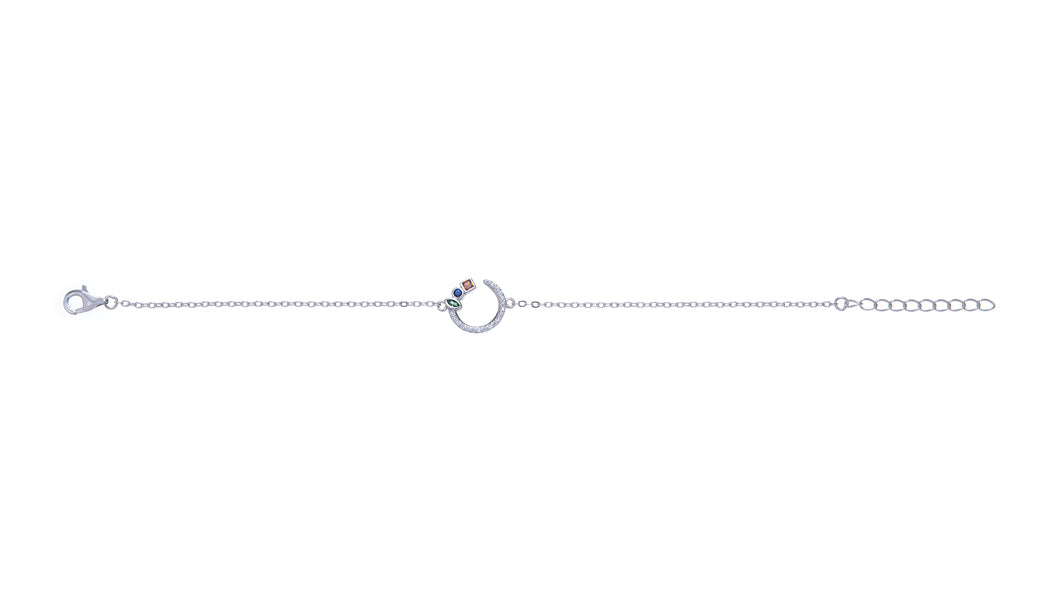 Sterling Silver Multi Colour CZ U Bracelet SKU 0133628