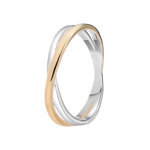 Sterling Silver 2 Tone Gold Finish and Silver Twist Band SKU 0135600