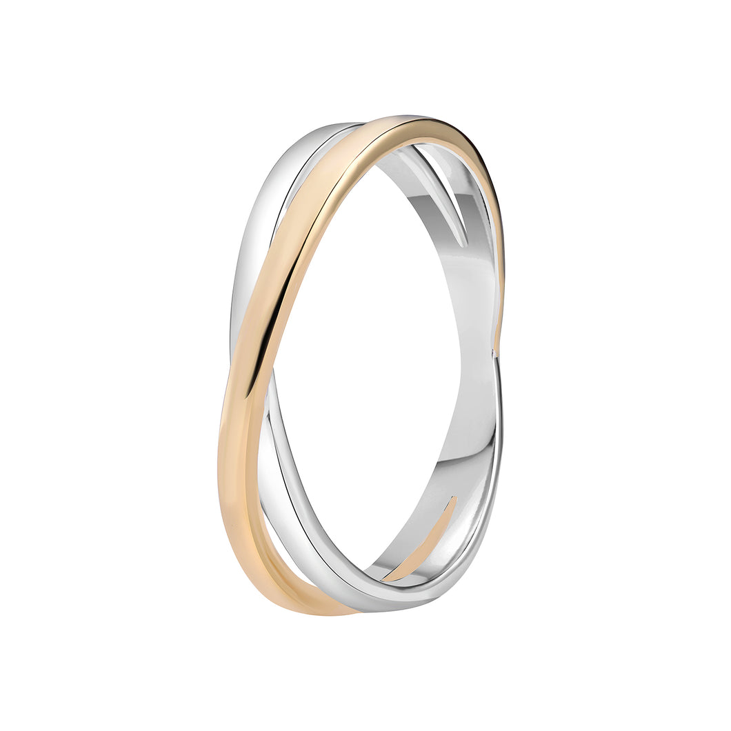 Sterling Silver 2 Tone Gold Finish and Silver Twist Band SKU 0135600