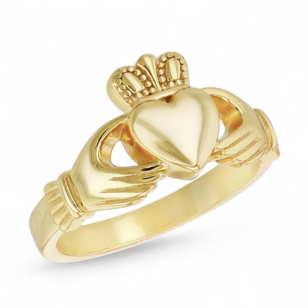 Sterling Silver Gold Finish Claddagh Ring SKU 0135601