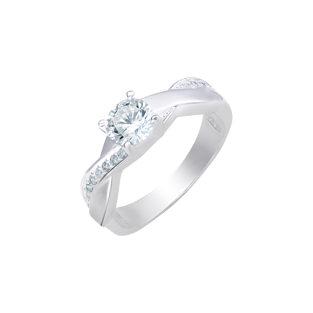 Sterling Silver Twist Band CZ Ring SKU 0136206