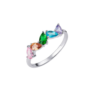 Sterling Silver Multi Colour Pear Shape CZs Ring SKU 0136502