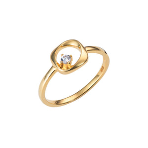 Sterling Silver Gold Finish Open Circle and CZ Ring SKU 0136503