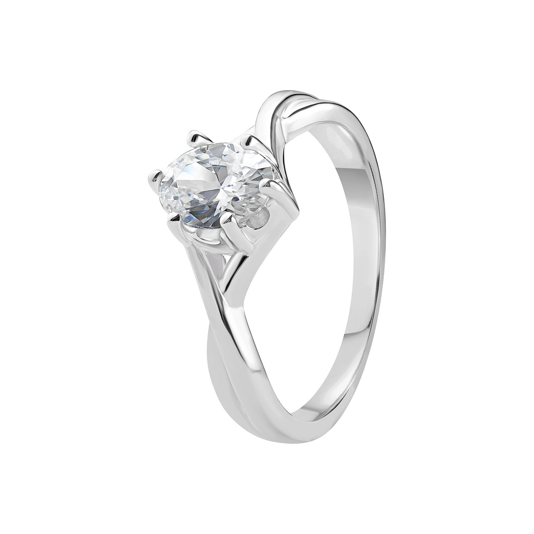 Sterling Silver Oval CZ Twist Shank Ring SKU 0136506