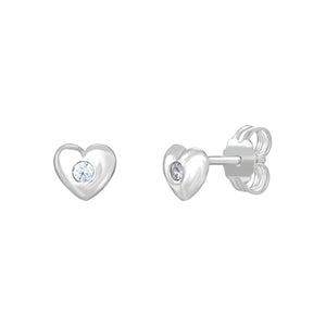 Sterling Silver Kids Small Heart CZ Stud Earrings SKU 0307700
