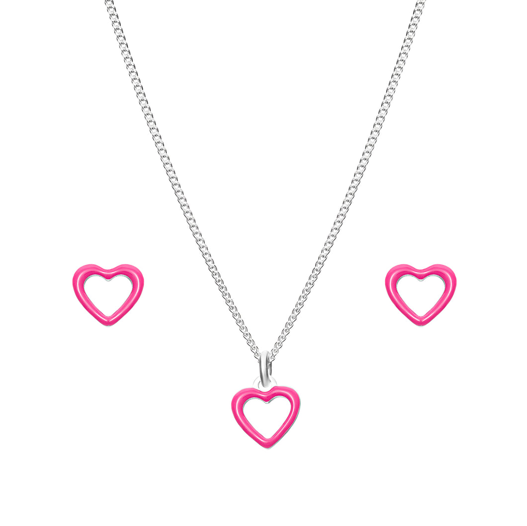 Sterling Silver Heart Pendant and Earring Set SKU 0501303