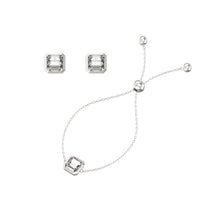 Load image into Gallery viewer, Sterling Silver Rubover Rectangle CZ Pendant, Bracelet and Earrings Set SKU 0501502
