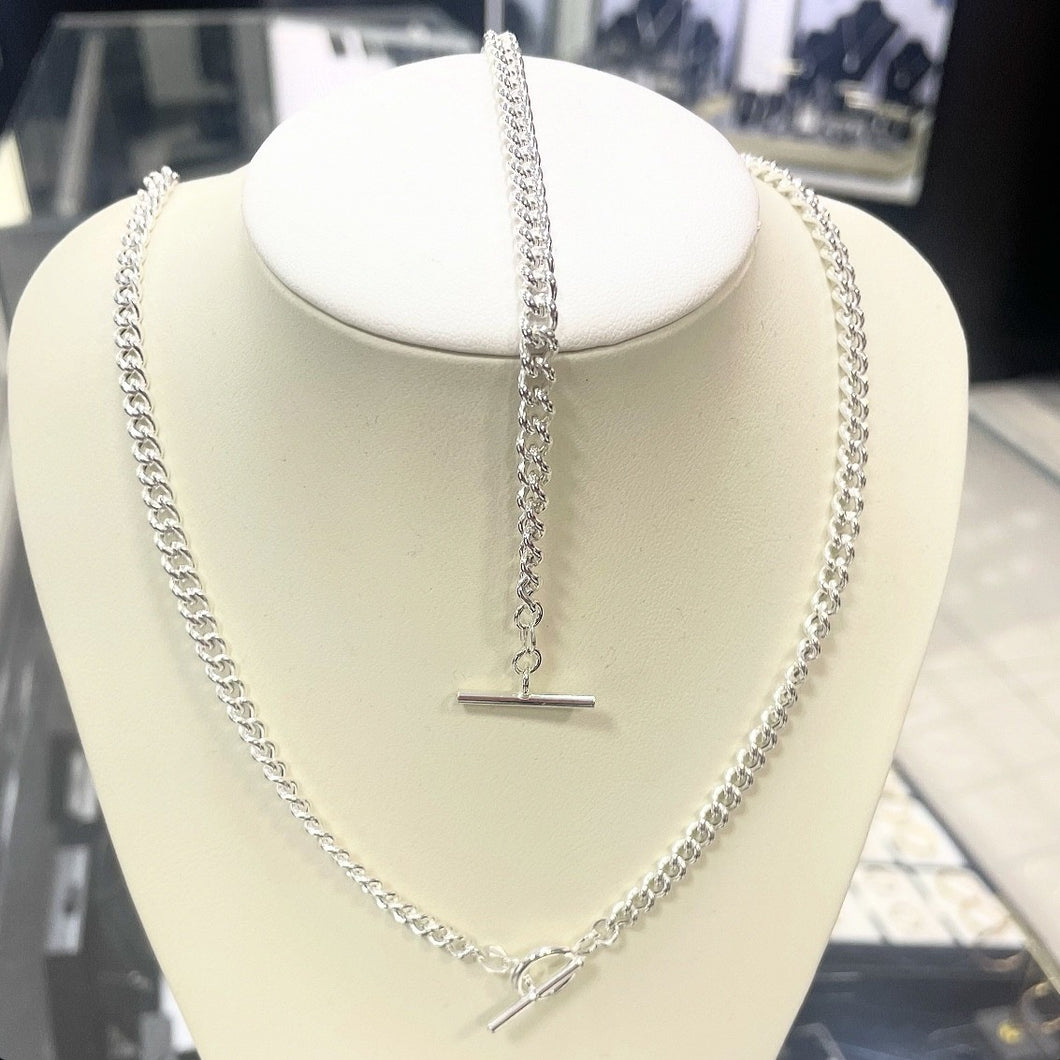 Sterling Silver Curb T/Bar Bracelet and Necklace Set SKU 0502100
