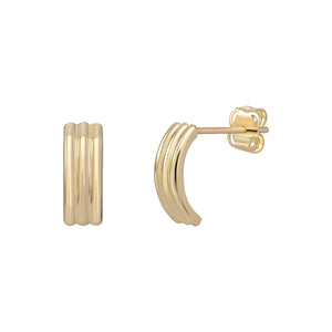 9ct Gold Plain Ridged Half Hoop Stud Earrings SKU 1506101