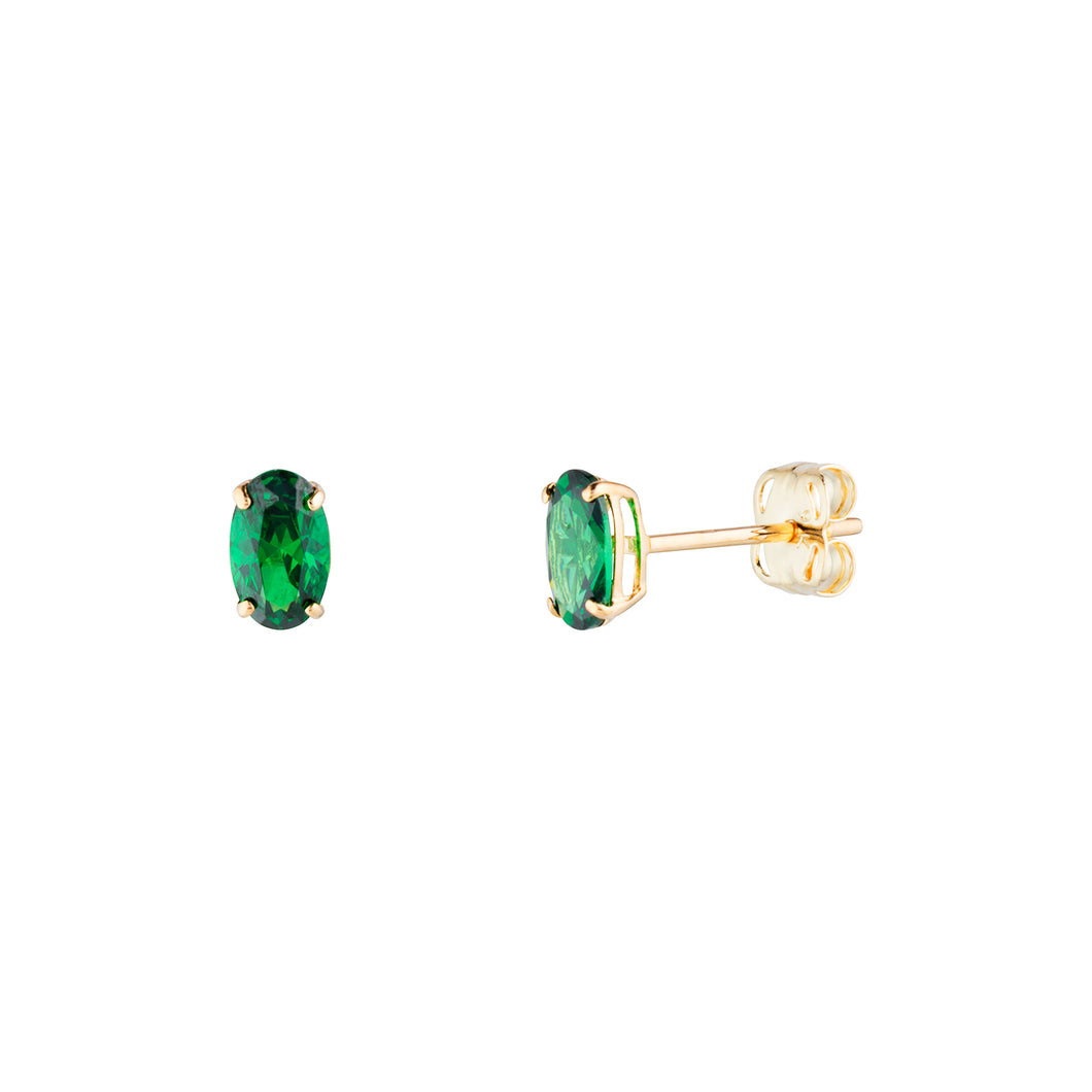 9ct Yellow Gold Oval Green CZ Stud Earrings SKU 1507605