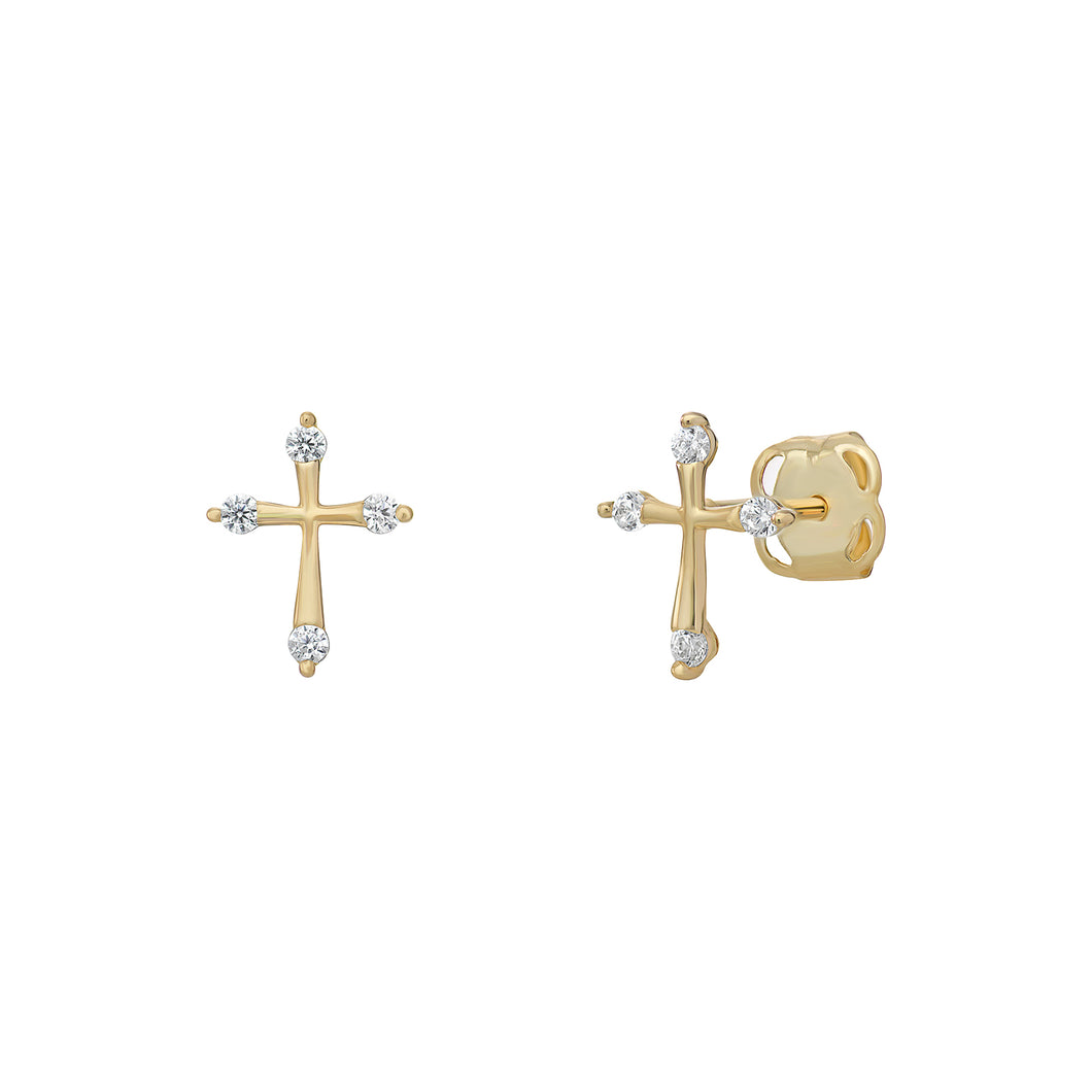 9ct Yellow Gold CZ Cross Stud Earrings SKU 1507608