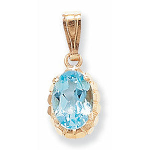 9ct Gold Pale Blue Oval CZ Pendant SKU 1512200