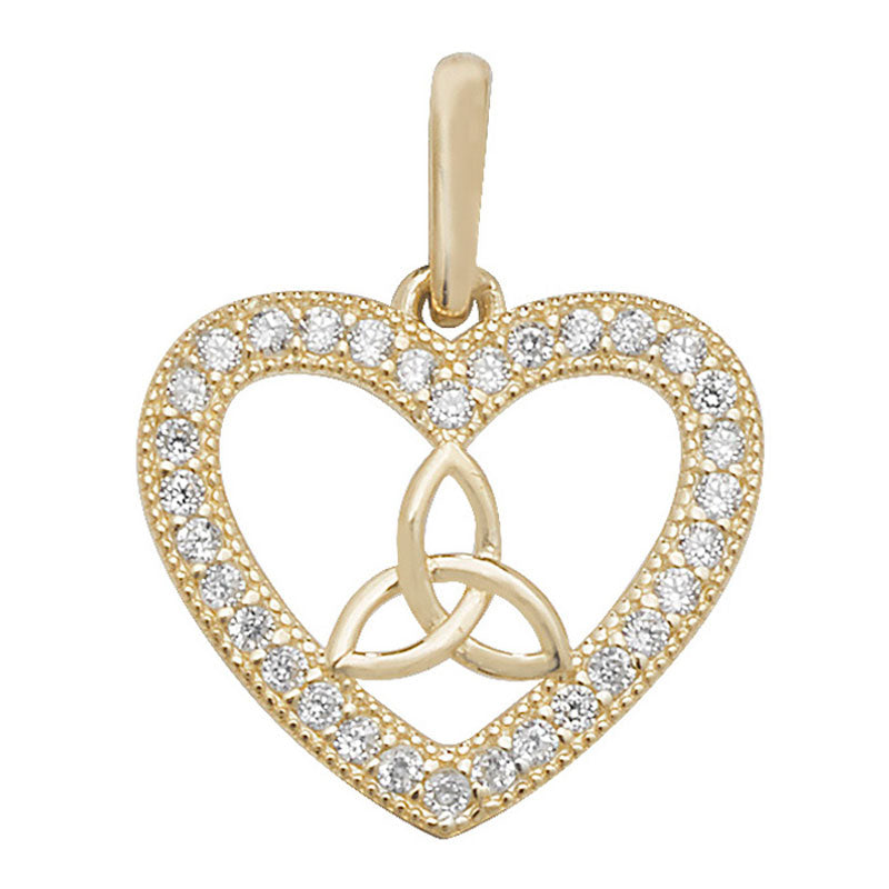 9ct Gold CZ Heart and Trinity Knot Pendant SKU 1512202