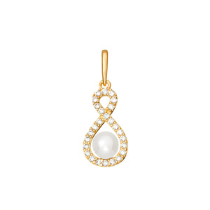 9ct Gold Fresh Water Pearl and CZ Infinity Pendant SKU 1512204