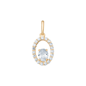 9ct Gold Oval CZ and Halo Pendant SKU 1512205