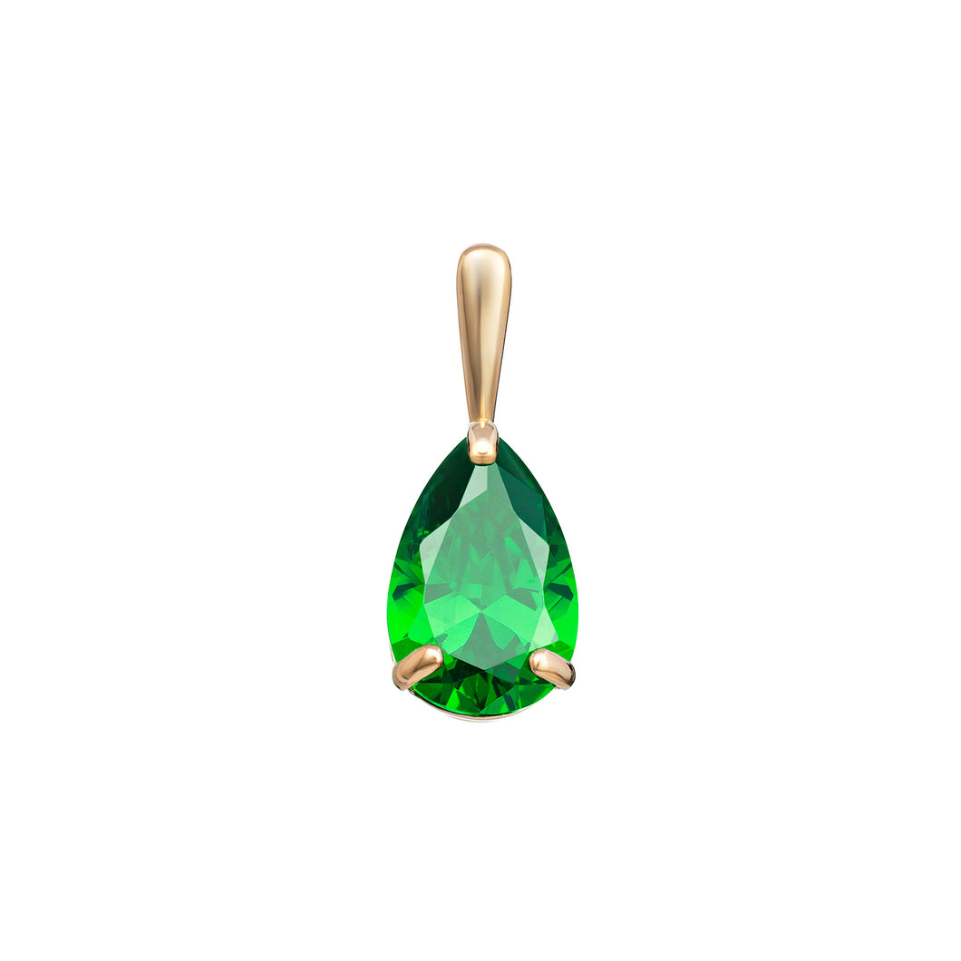 9ct Yellow Gold Pear Shape Green CZ Pendant SKU 1512208