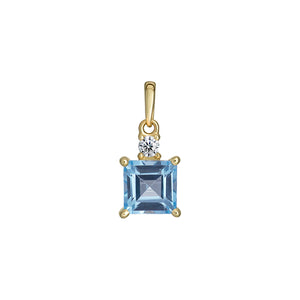 9ct Yellow Gold Square Blue CZ and CZ Pendant SKU 1512209